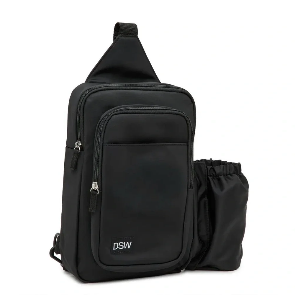 Black Sling Bag with Bottle Holder